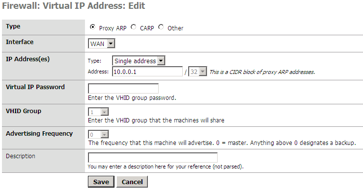 Proxy ARP defined for 10.0.0.1